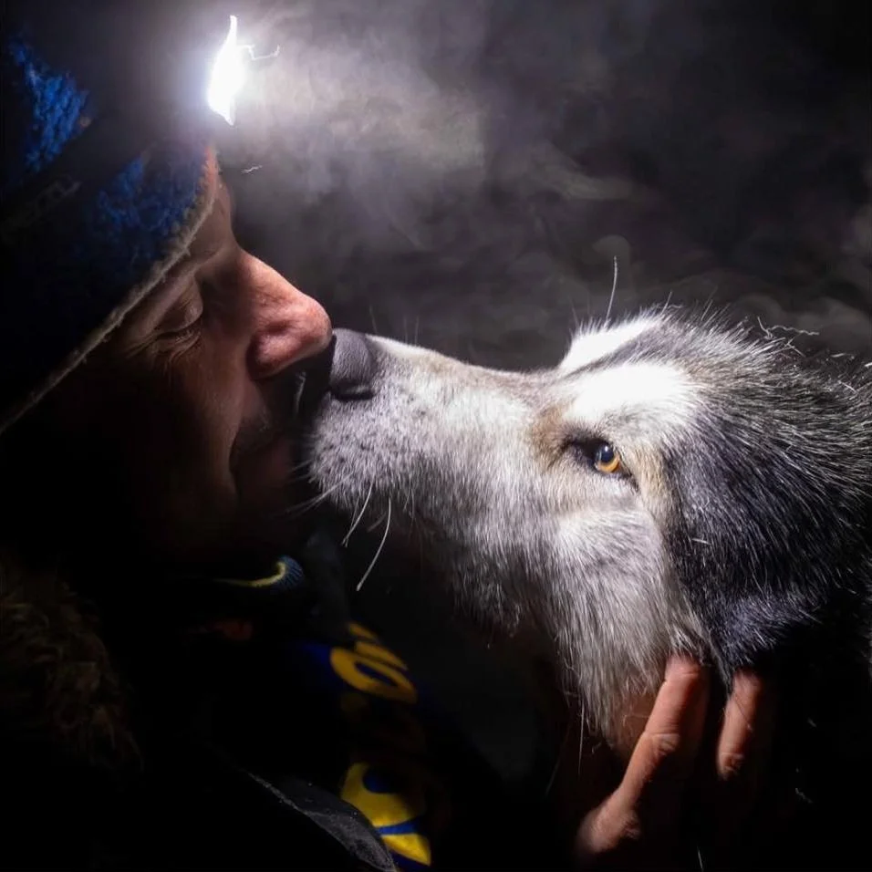 Nicolò con un Alaskan Malamute